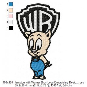 100x100 Hampton with Warner Bros Logo Embroidery Design Instant Download
